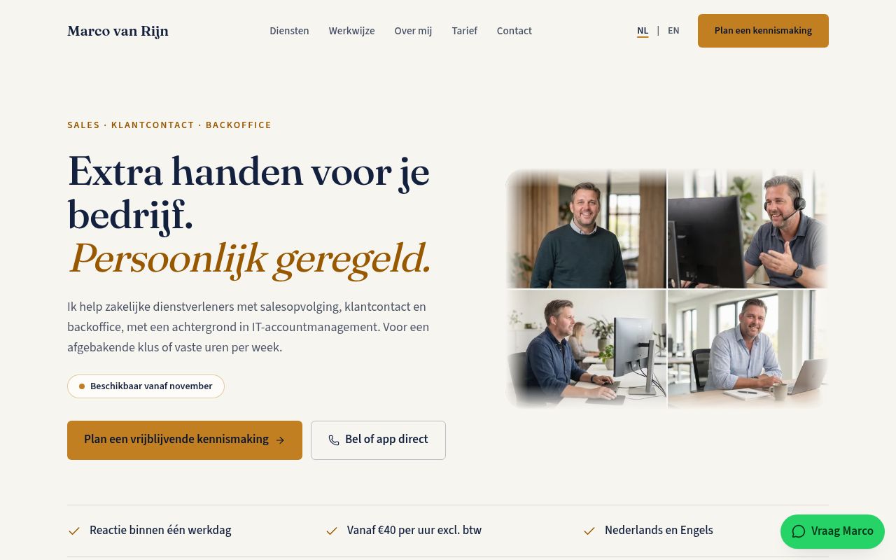 Marco van Rijn: Servicios profesionales