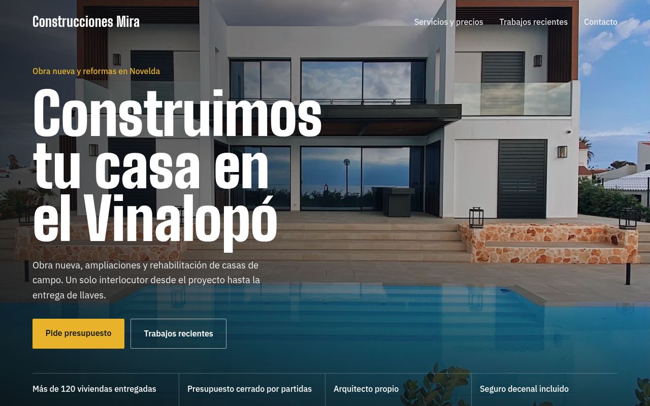 Construcciones Mira — Constructora: obra nueva, rehabilitación y reformas.